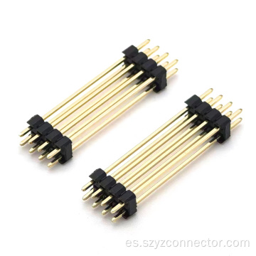 Conector de clavija de 2,54 mm, fila doble, recto, negro